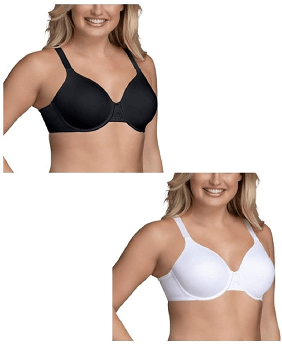 Vanity Fair Women's Full Figure Beauty Back Smoothing Bra (36C-42H) Underwire - 2 Pack - Black/White / Underwire / 40C