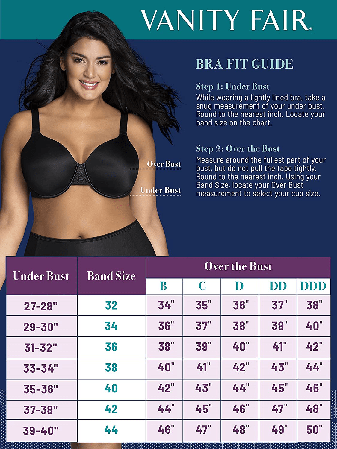 Vanity Fair Women's Full Figure Beauty Back Smoothing Bra (36C-42H)