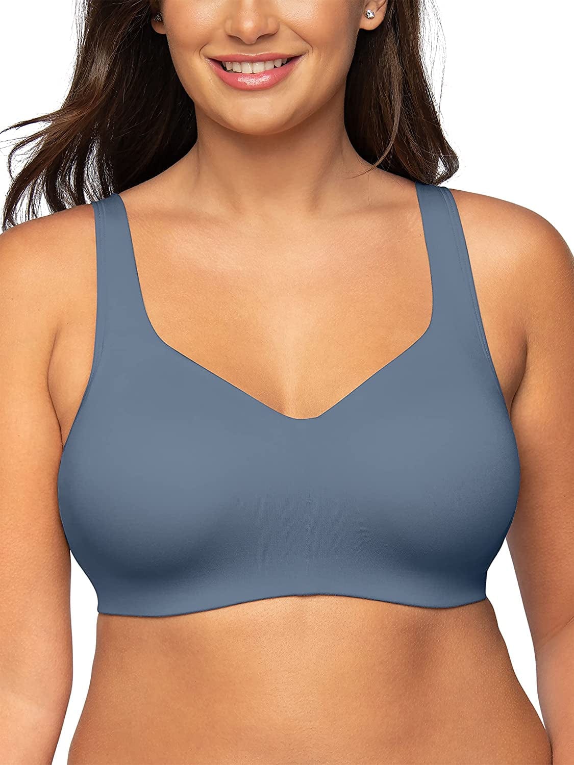 Vanity Fair Women'S Wireless beyond Comfort Bras (Retired Colors) Convertible Straps - Blue Dusk / Convertible Straps (72204) / Large