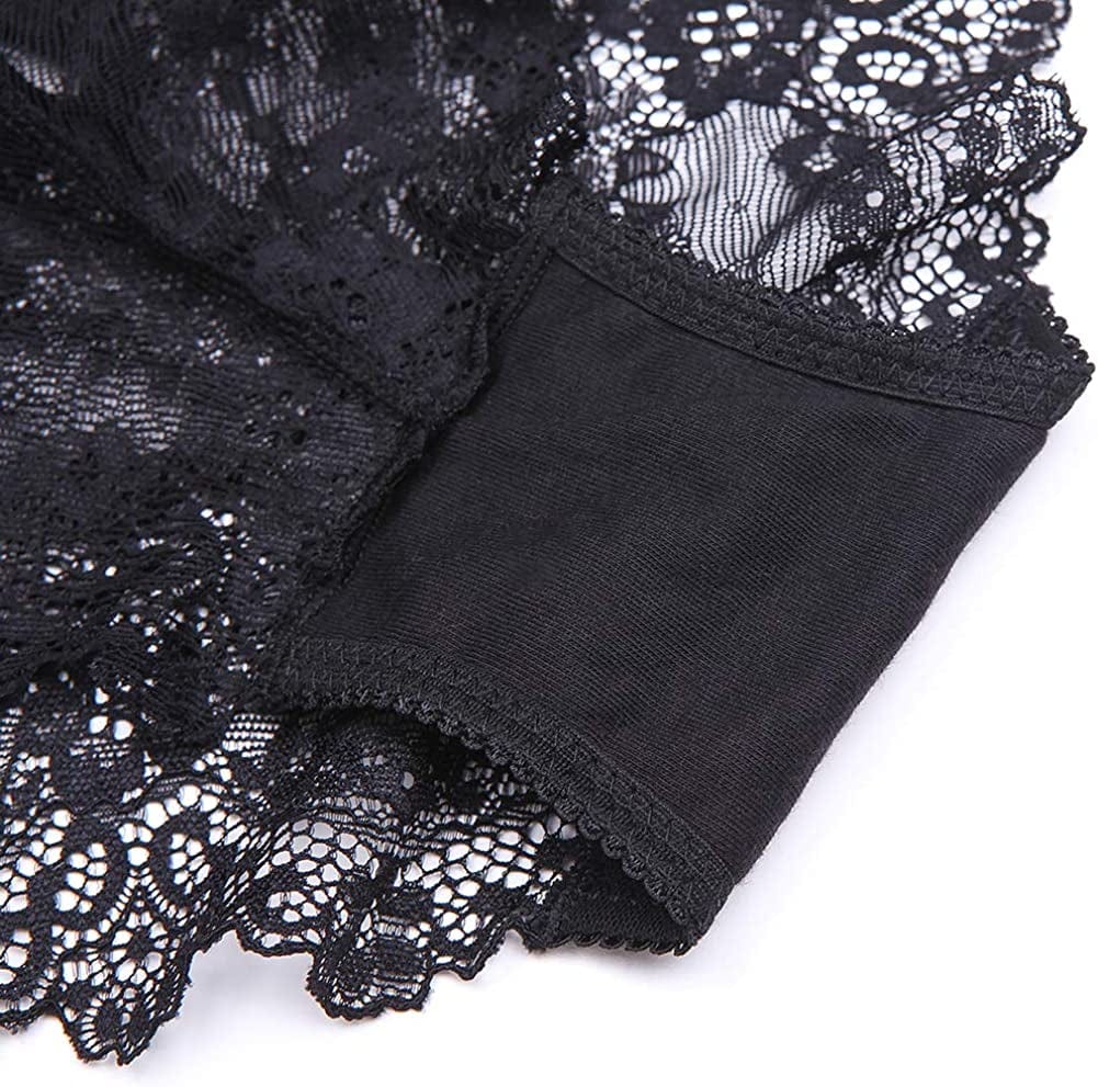 Varsmiss Sexy Lingerie Set Floral Lace Unlined Bra and High Waisted Panty Set for Women Black