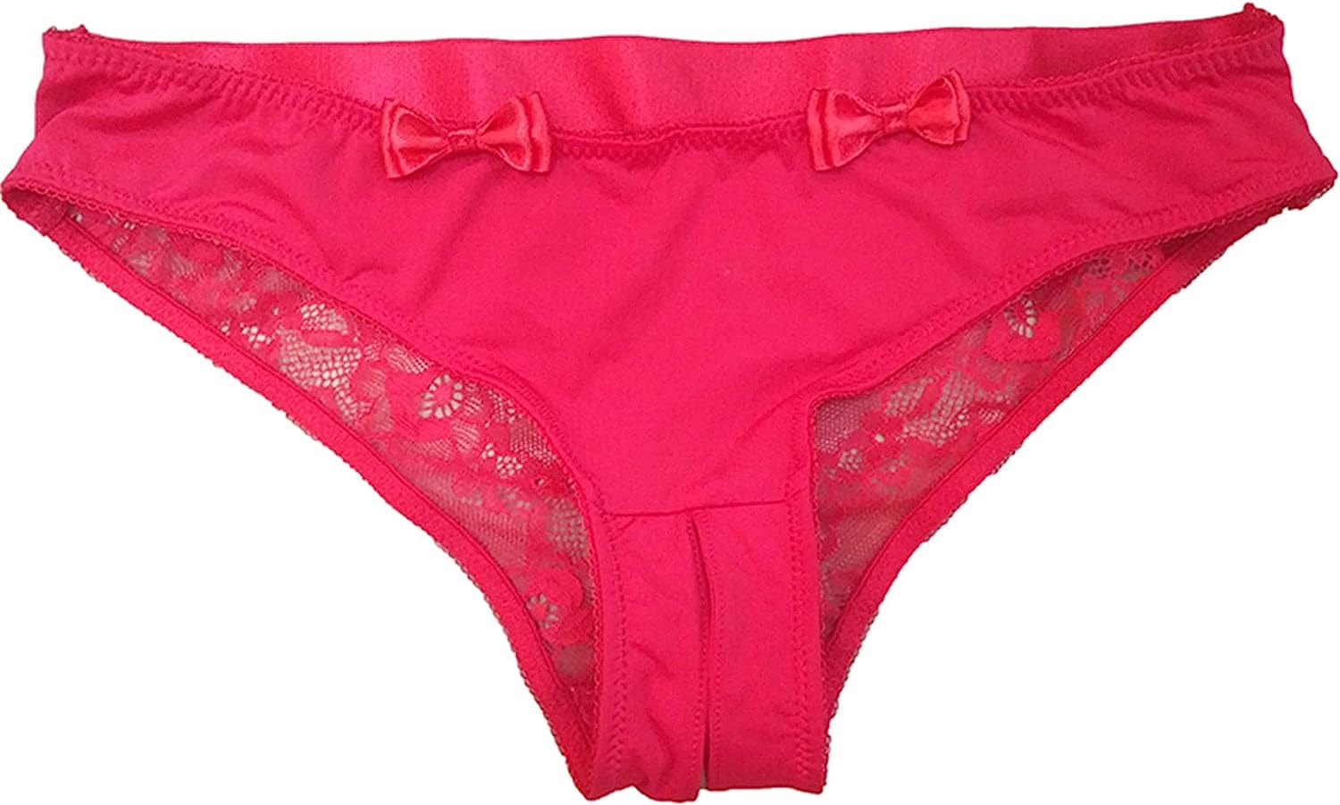Verano Women'S Crotchless Briefs V-Back Lace Criss Paradise Panties Red / Small