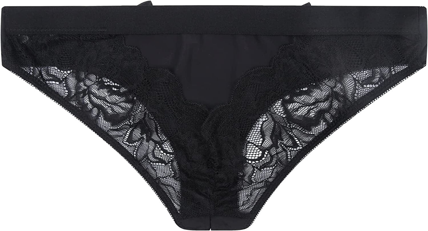 Verano Women'S Crotchless Briefs V-Back Lace Criss Paradise Panties