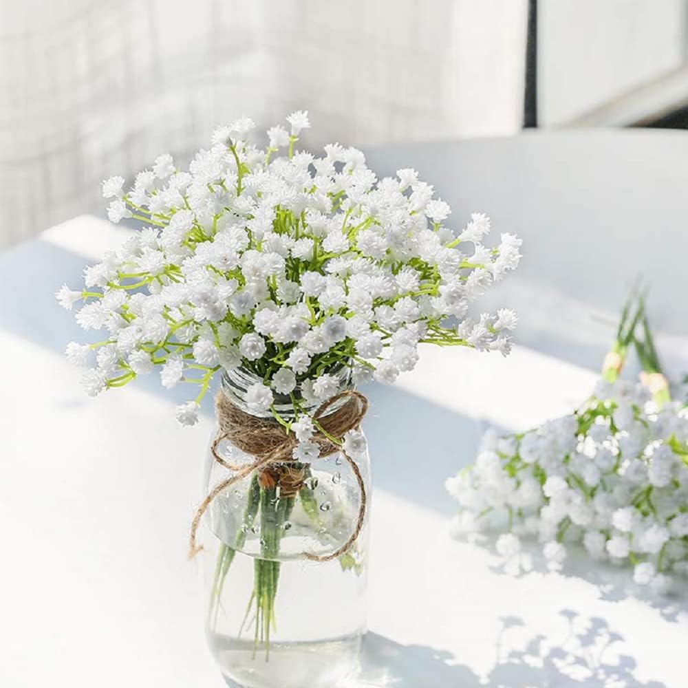 Veryhome 10PCS 30 Bunches White Babys Breath Flowers Artificial White Fake Flowers Gypsophila DIY Floral Bouquets Arrangement Wedding Home Decor(Vase NOT Included) White