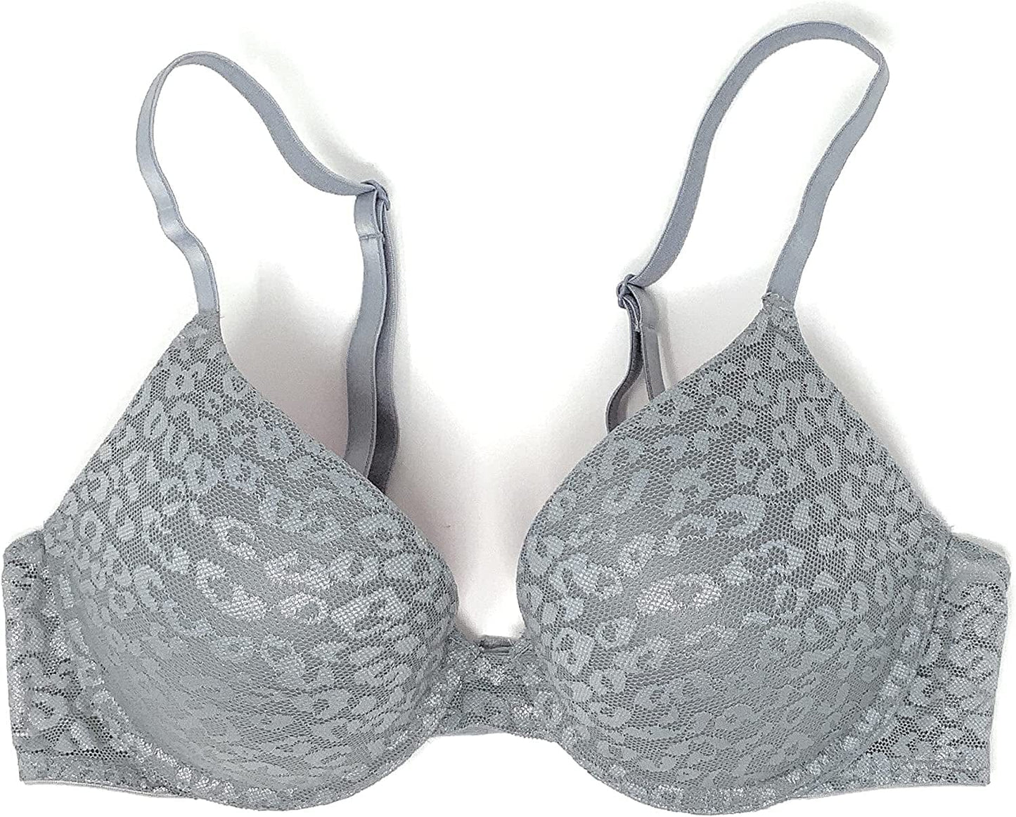 Victoria'S Secret Pink Wear Everywhere Push-Up Bra Silver Cheetah Lace / 34C