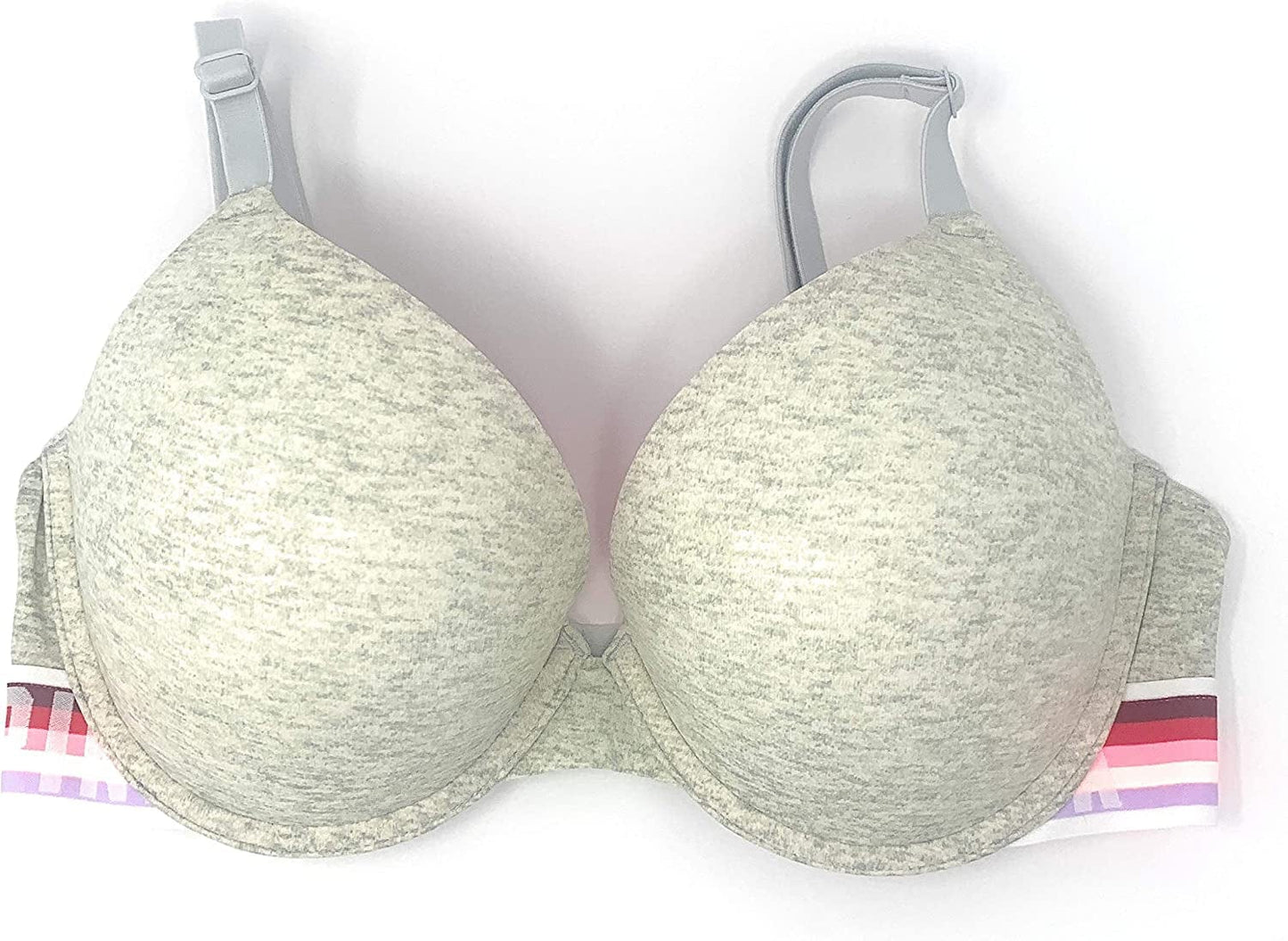 Victoria'S Secret Pink Wear Everywhere Push-Up Bra Heather Gray / Rainbow Band / 36B