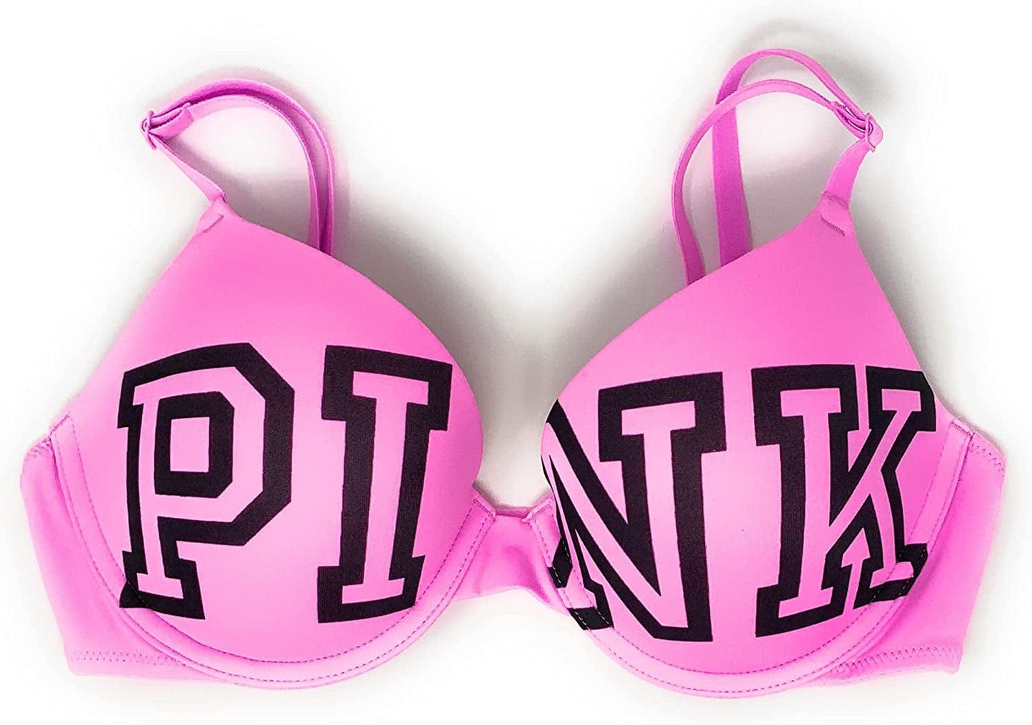 Victoria'S Secret Pink Wear Everywhere Push-Up Bra Pink Block Logo / 34C