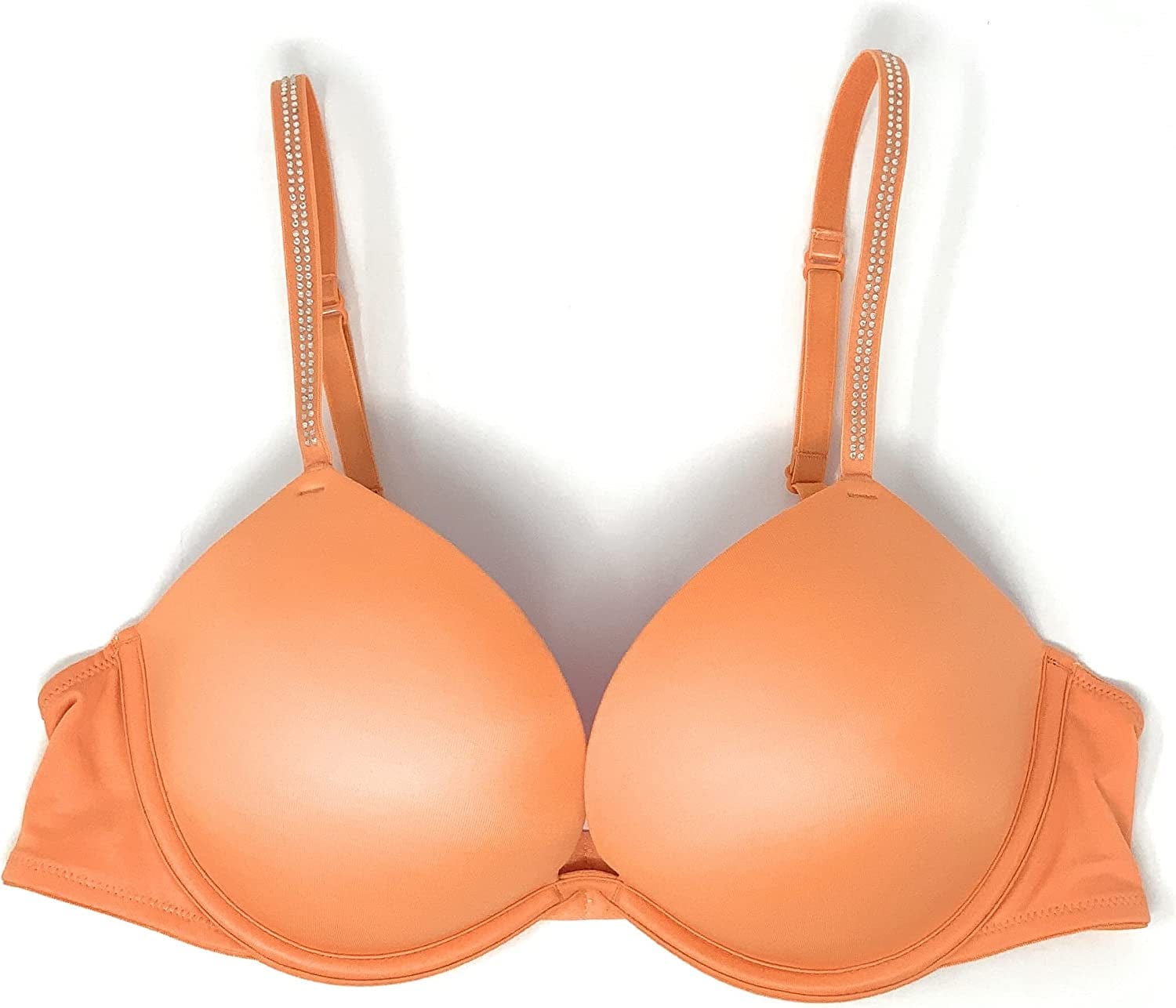 Victoria'S Secret Pink Wear Everywhere Super Push-Up Bra Tangerine Bling Straps / 34B
