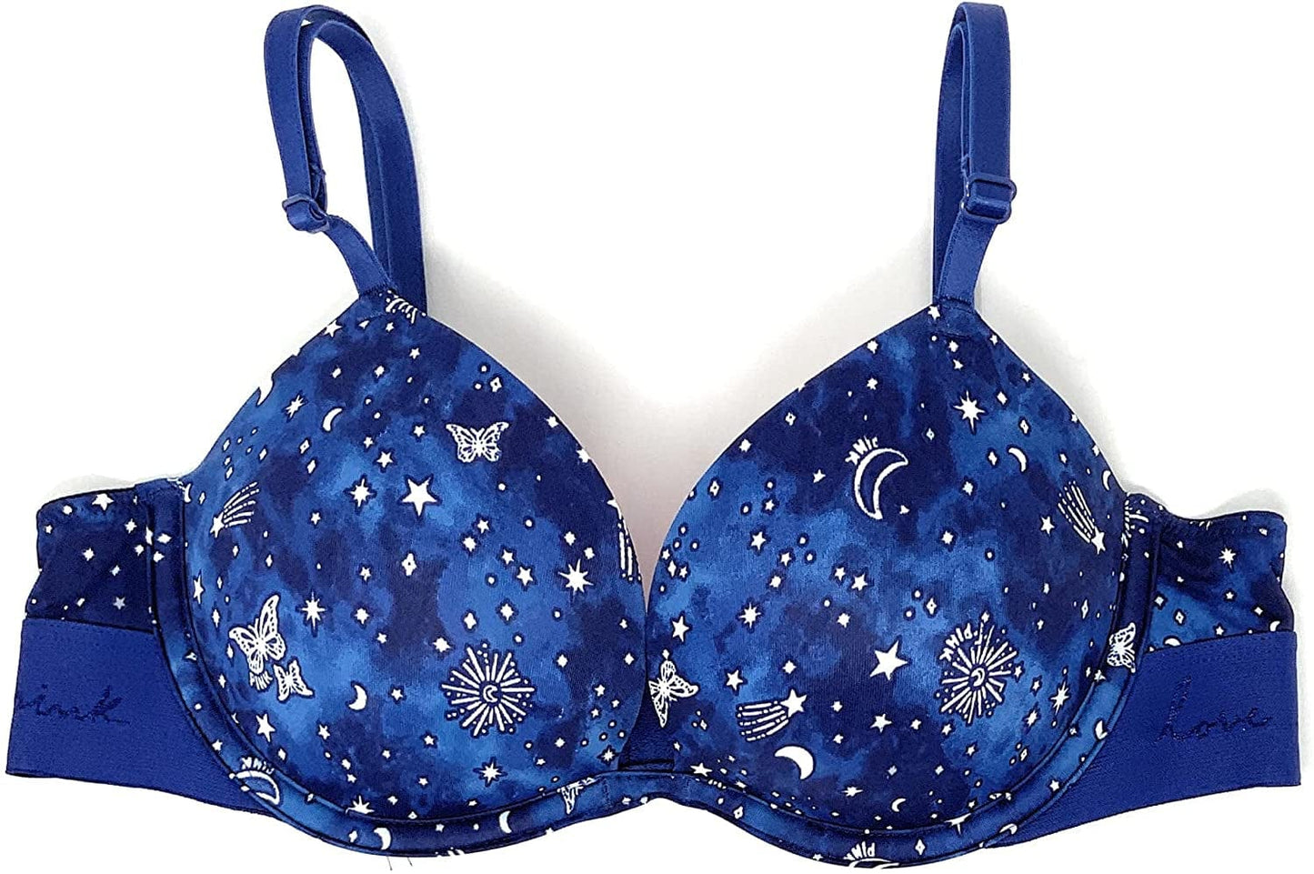 Victoria'S Secret Pink Wear Everywhere Super Push-Up Bra Evening Stars & Moons / 34C