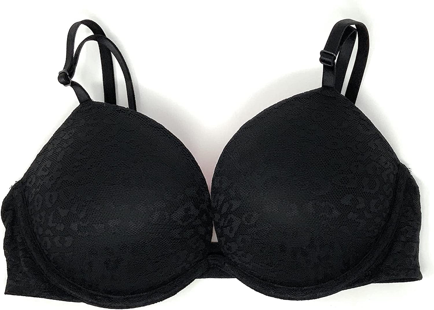 Victoria'S Secret Pink Wear Everywhere Super Push-Up Bra Black Leopard Lace / 36C