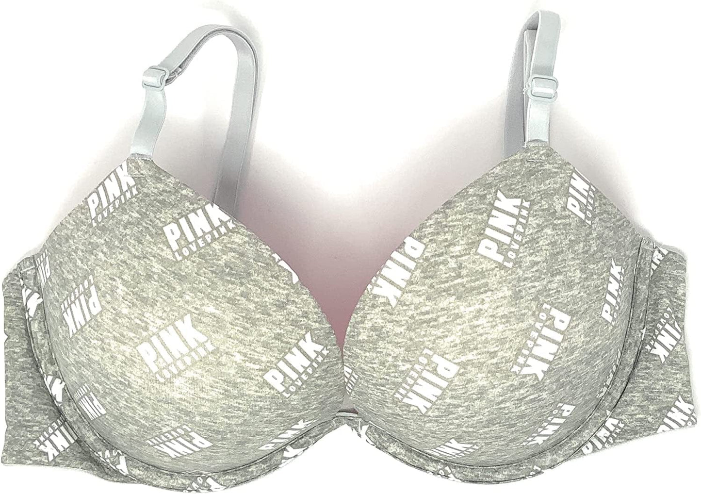 Victoria'S Secret Pink Wear Everywhere Super Push-Up Bra Heather Gray / Logos / 34B