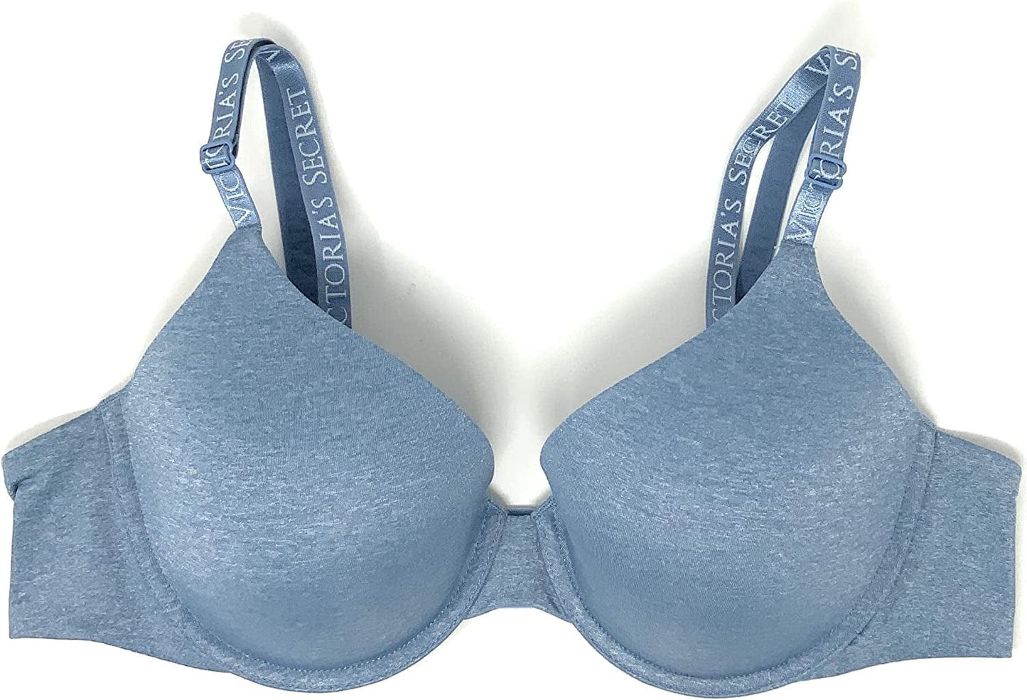 Victoria'S Secret T-Shirt Lightly Lined Demi Bra Brushed Denim Blue Logo Strap / 38DDD