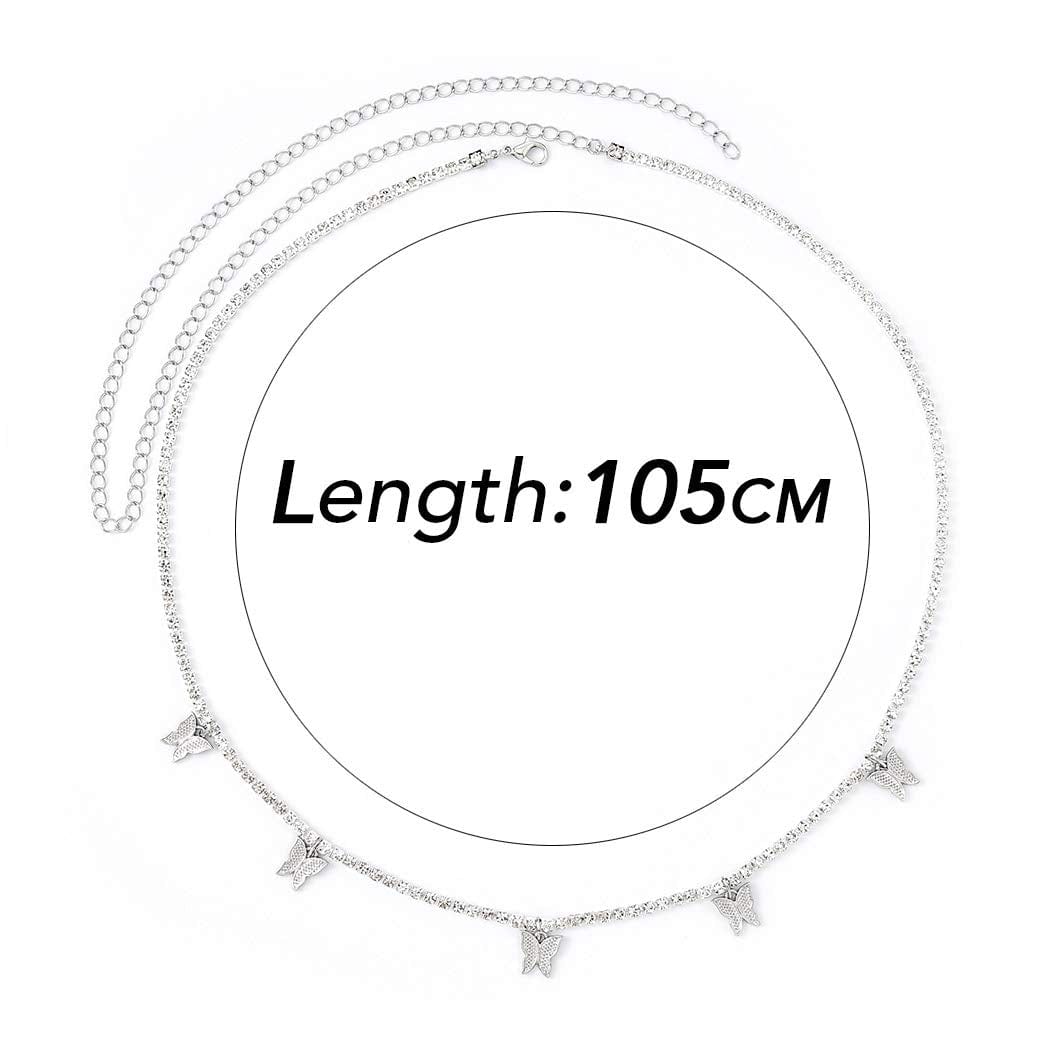 Victray Crystal Waist Chains Butterfly Belly Body Chain Fashion Body Accessories Jewelry for Women and Girls (Silver) Apparel & Accessories > Jewelry > Body Jewelry Victray