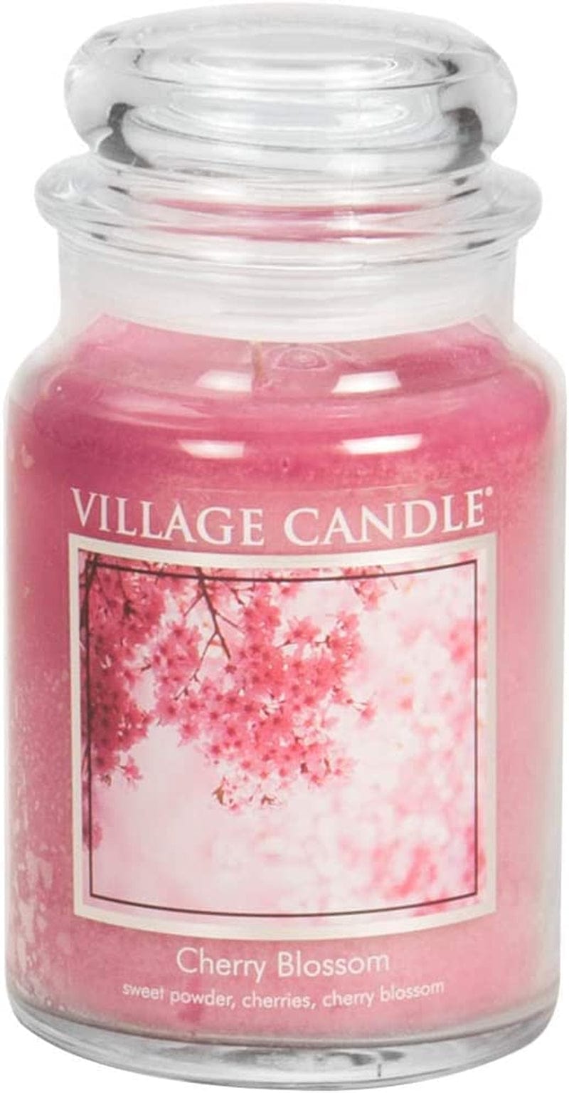 Village Candle Cherry Blossom 26 Oz Glass Jar Scented Candle, Large Candle