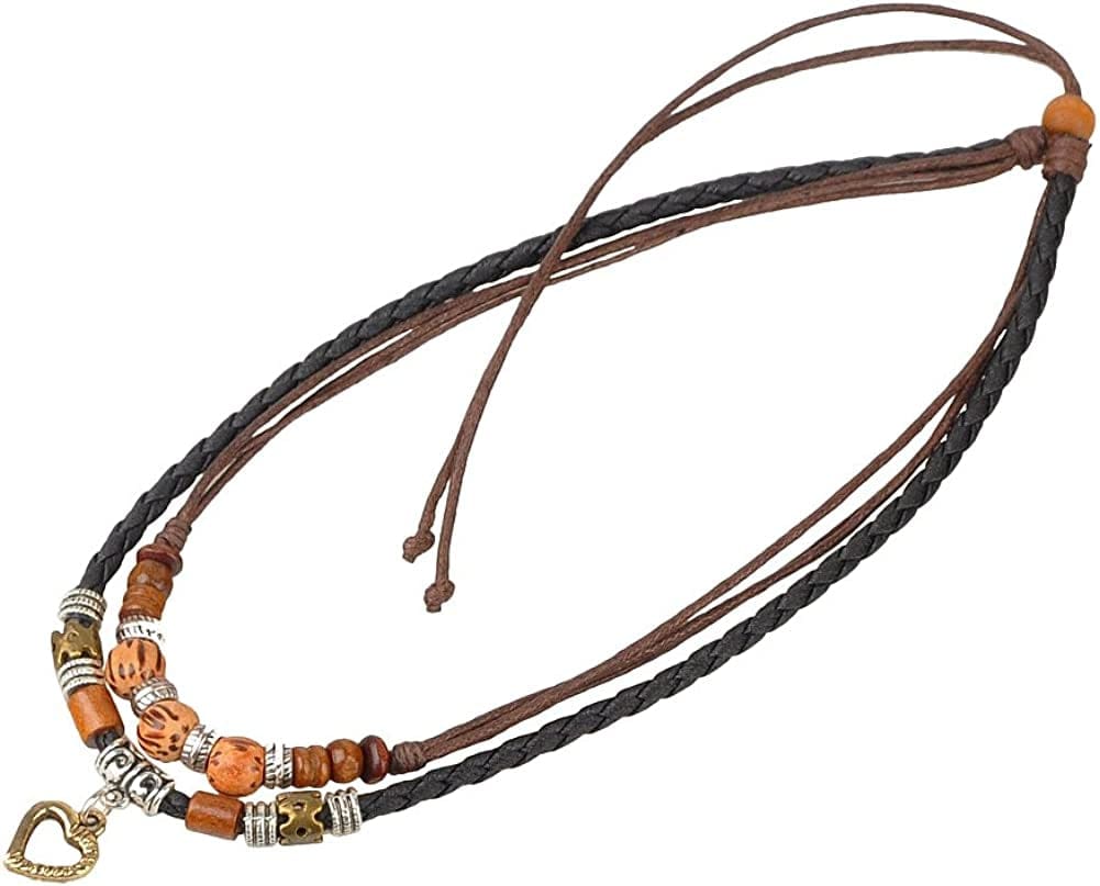 Vintage Hemp Black Leather Choker Necklace