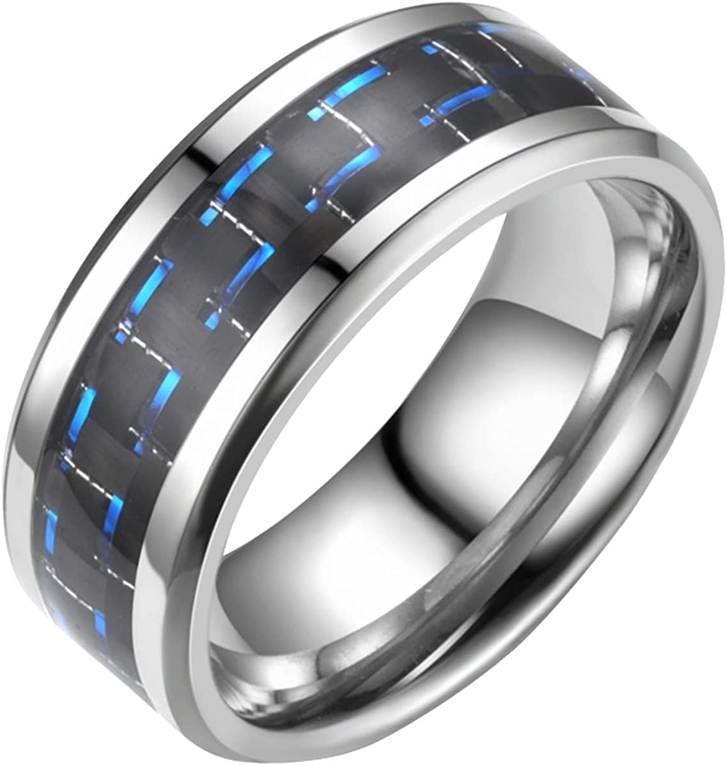 Vintage Stainless Steel Rings Band for Men Celtic- Dragon Beveled Edges Celtic-Fingering Women Rings Wedding Band Ring , Size 6-12 Blue-A / 6