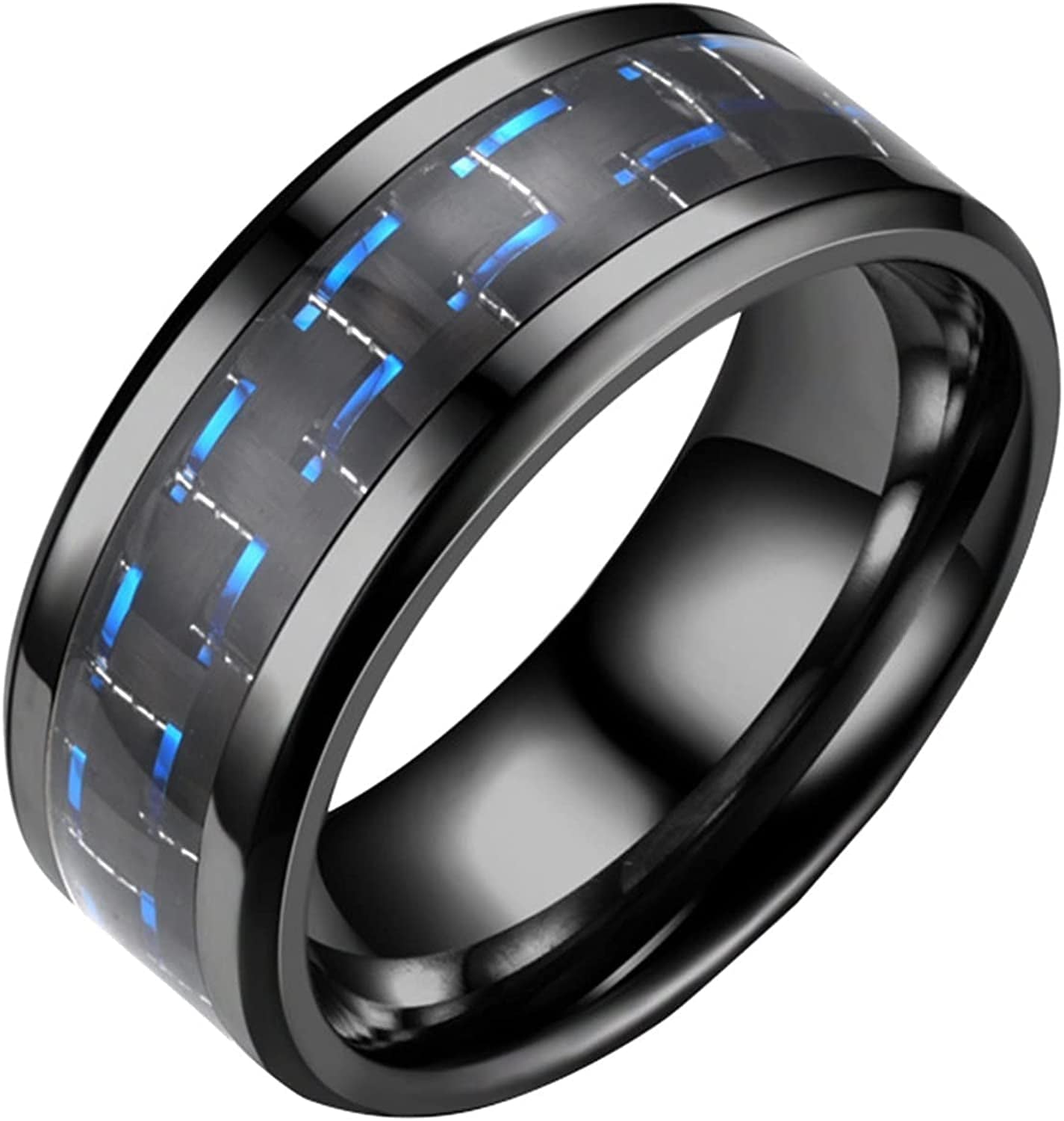 Vintage Stainless Steel Rings Band for Men Celtic- Dragon Beveled Edges Celtic-Fingering Women Rings Wedding Band Ring , Size 6-12 Blue-b / 12