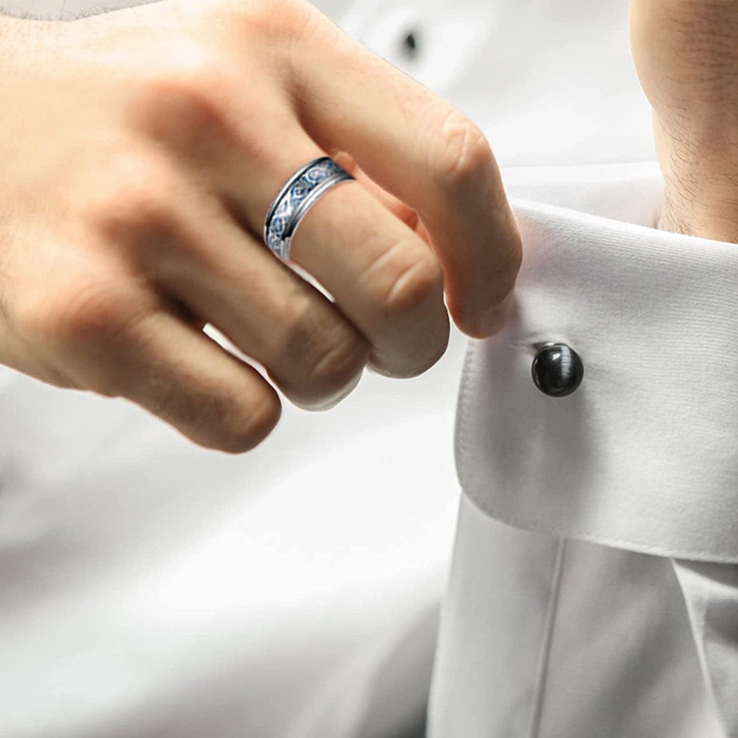 Vintage Stainless Steel Rings Band for Men Celtic- Dragon Beveled Edges Celtic-Fingering Women Rings Wedding Band Ring , Size 6-12