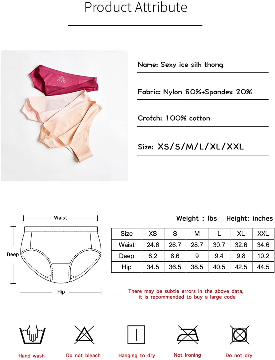 VISSAY Seamless Thongs for Women No Show Panties Underwear Womens Breathable Comfortable Ice Silk Half Back Coverage Panties