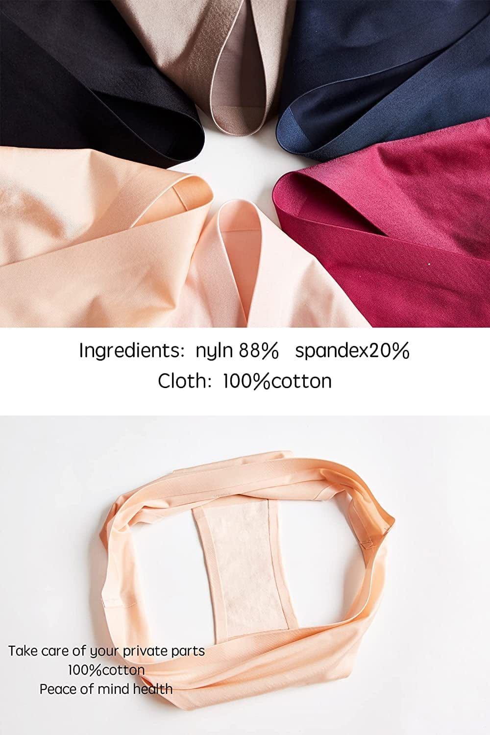 VISSAY Seamless Thongs for Women No Show Panties Underwear Womens Breathable Comfortable Ice Silk Half Back Coverage Panties