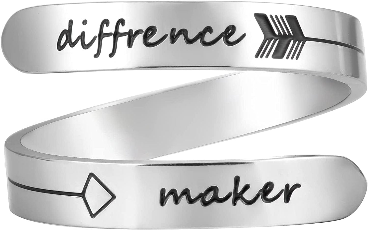 Vrycot Adjustable Inspirational Keep Going Ring Stainless Steel Adjustable Never Giver up Bands Cool Stacking Opening Gift for Women Statement Diffrence Maker