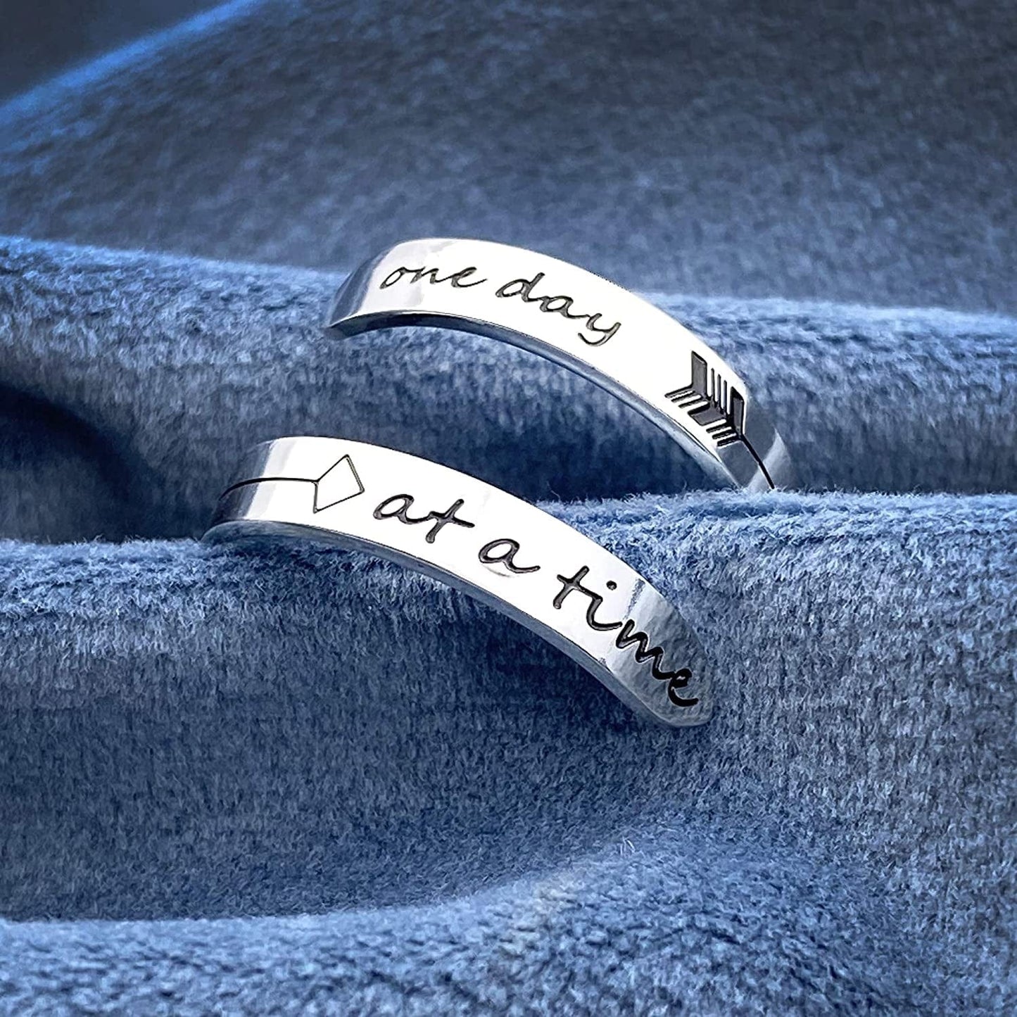 Vrycot Adjustable Inspirational Keep Going Ring Stainless Steel Adjustable Never Giver up Bands Cool Stacking Opening Gift for Women Statement