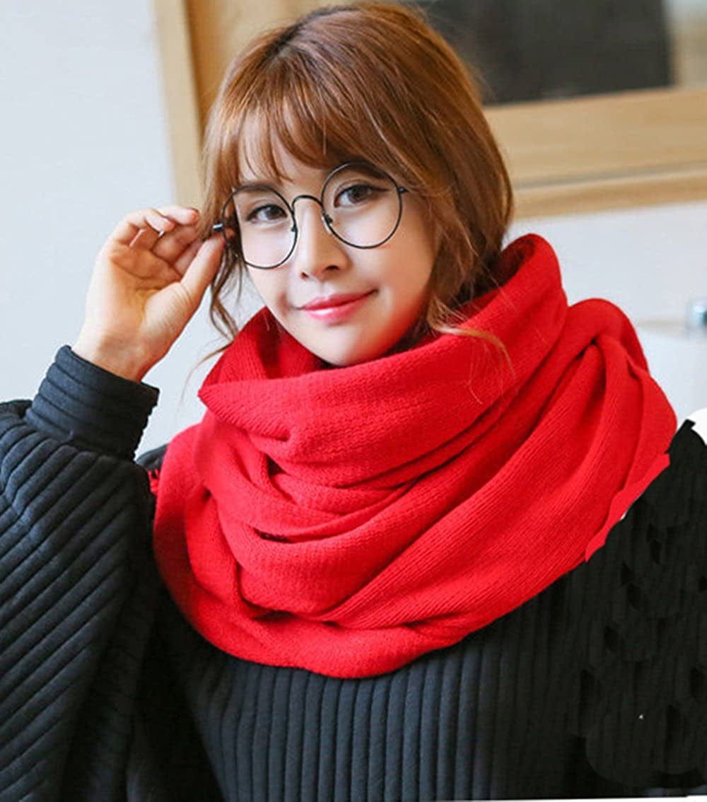 Wander Agio Womens Warm Winter Infinity Scarves Set Blanket Scarf Pure Color Apparel & Accessories > Clothing Accessories > Scarves & Shawls Wander Agio
