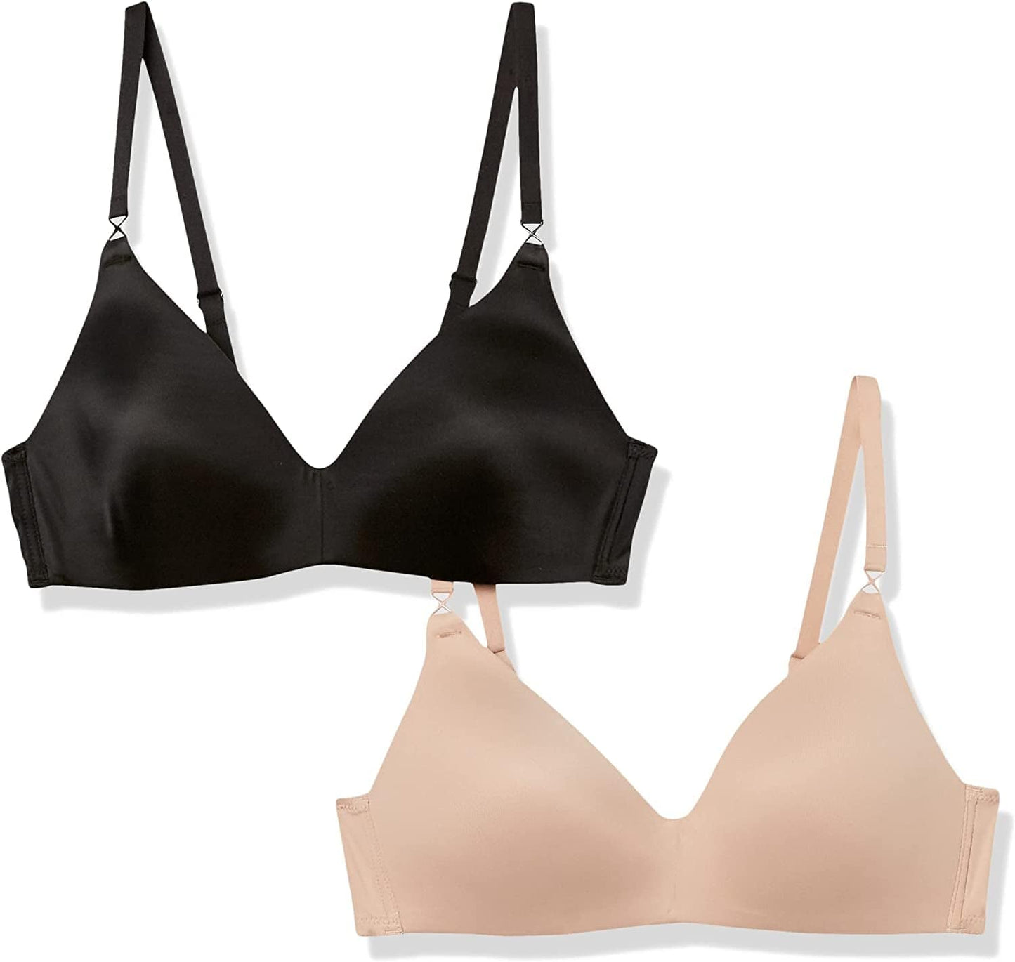 Warner'S Women'S Blissful Benefits Wireless Lightly Lined T-Shirt Bra 2-Pack 04001W Toasted Almond/ Black / 36A