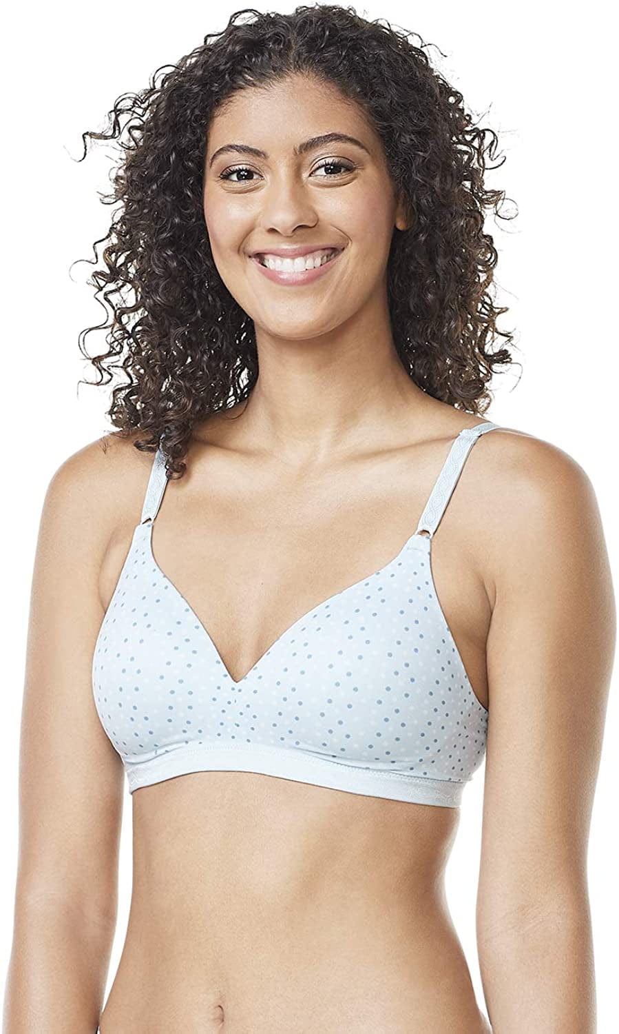 Warner'S Women'S Cloud 9 Super Soft Wireless Lightly Lined Comfort Bra Keepsake Blue Katie Dot / 32B