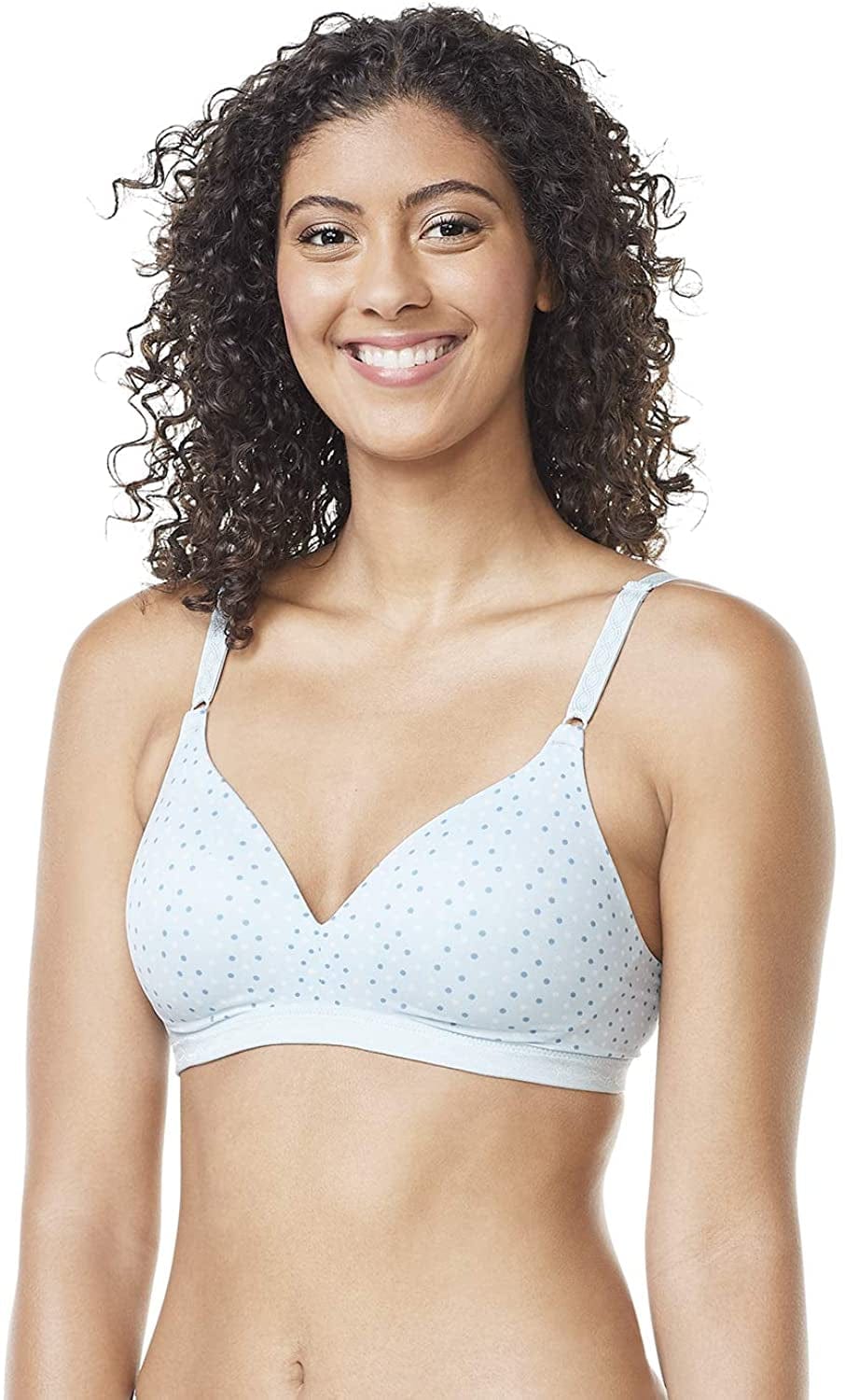 Warner'S Women'S Cloud 9 Super Soft Wireless Lightly Lined Comfort Bra Keepsake Blue Katie Dot / 40B