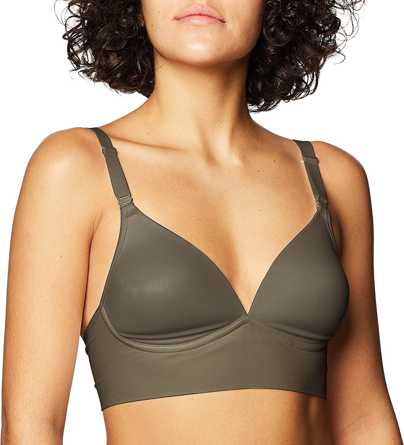 Warner'S Women'S Elements of Bliss Smoothing Support with Seamless Band Wireless Lightly Lined Comfort Bra Rm3741A Army Dust / 34D