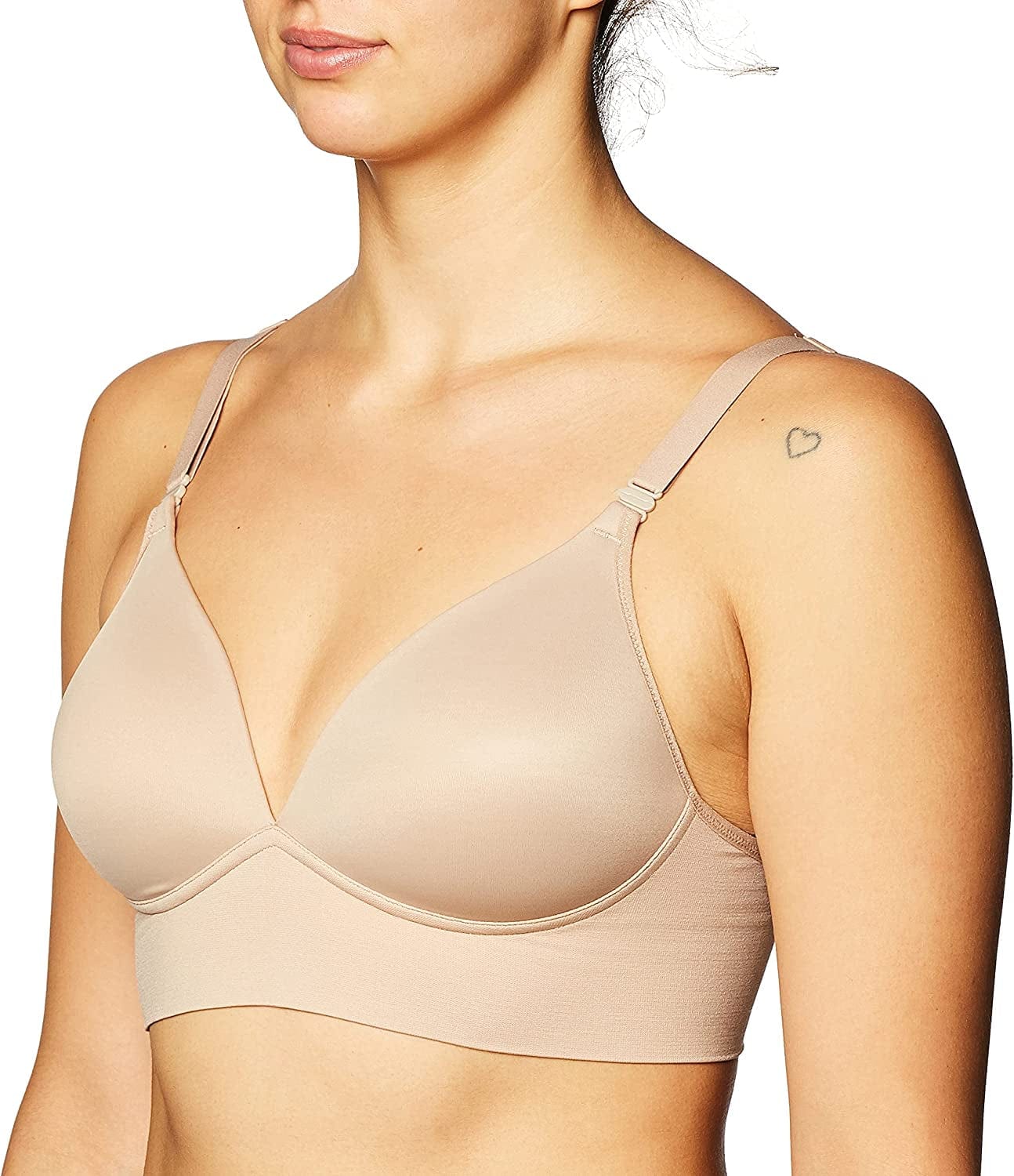 Warner'S Women'S Elements of Bliss Smoothing Support with Seamless Band Wireless Lightly Lined Comfort Bra Rm3741A Toasted Almond / 38D