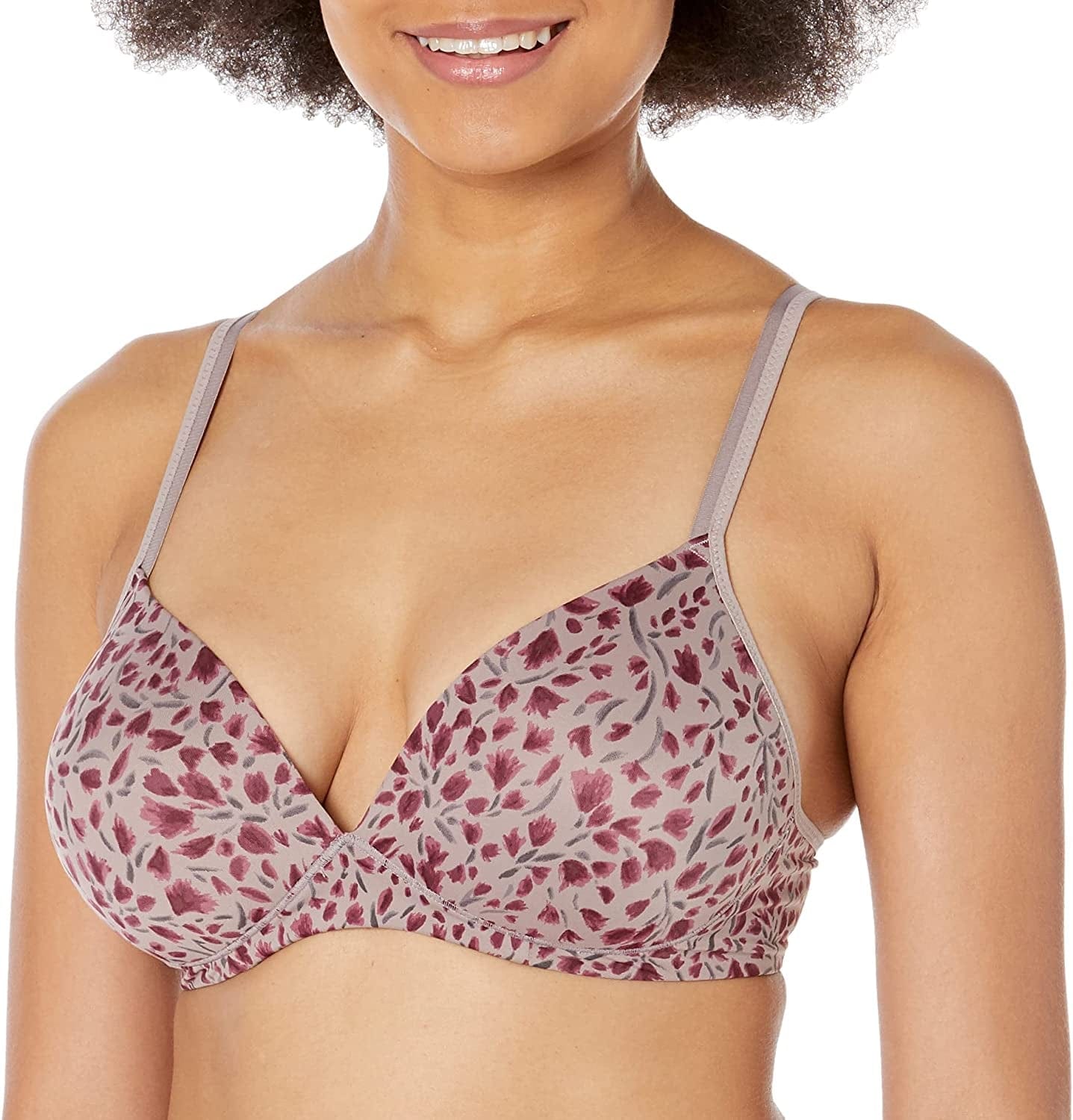 Warner'S Women'S Elements of Bliss Support and Comfort Wireless Lift T-Shirt Bra 1298 Mink Brushstroke Floral / 36A
