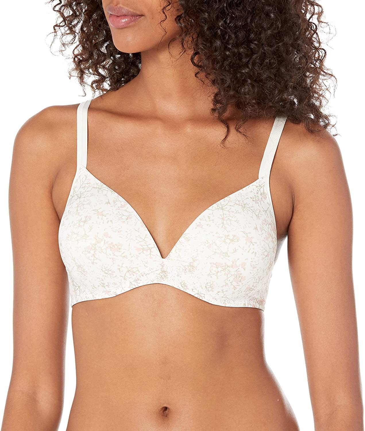 Warner'S Women'S Elements of Bliss Support and Comfort Wireless Lift T-Shirt Bra 1298 Ivory Mist Endless Summer Print / 36C