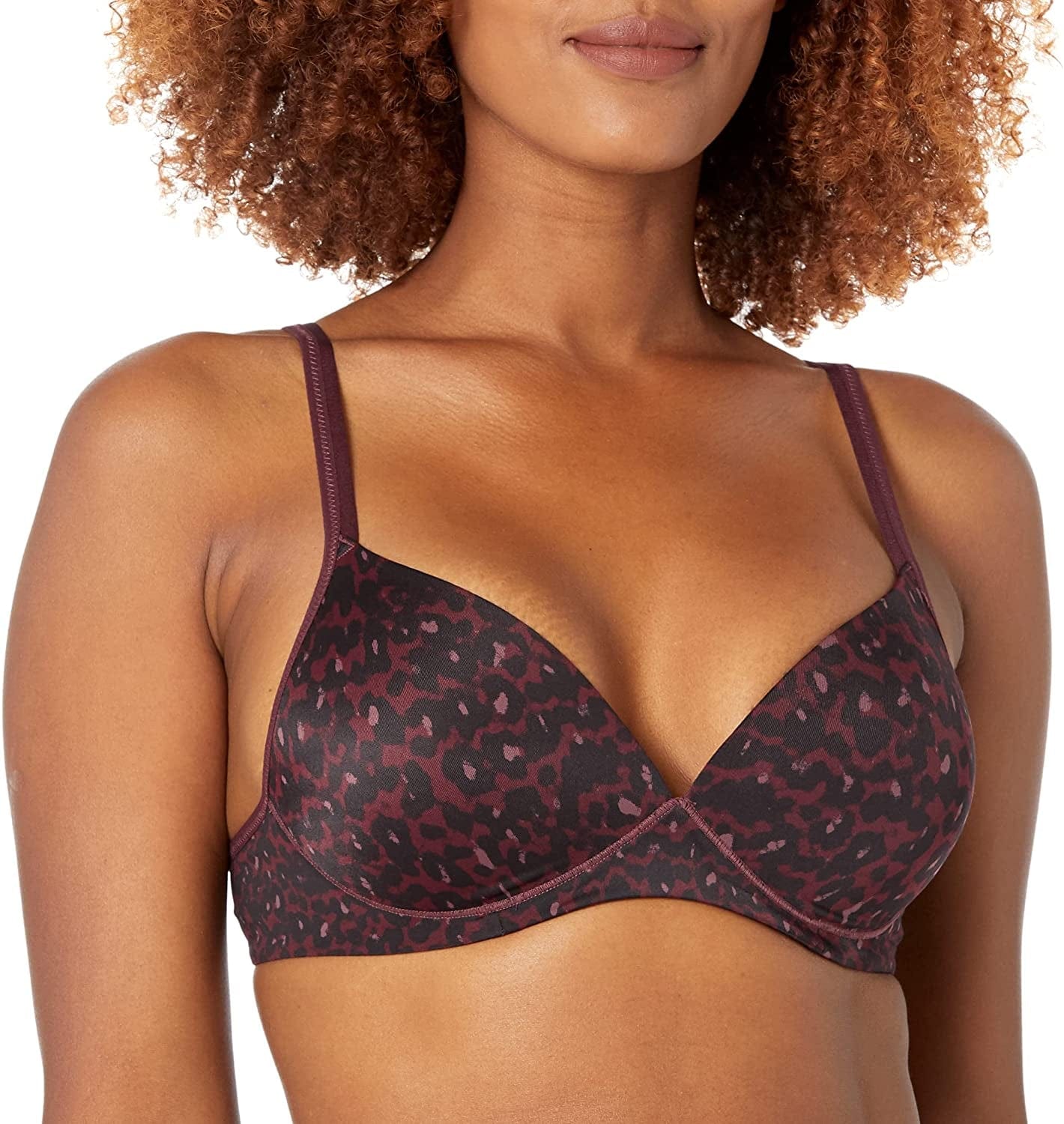 Warner'S Women'S Elements of Bliss Support and Comfort Wireless Lift T-Shirt Bra 1298 Winetasting Crosshatch Animal / 38D
