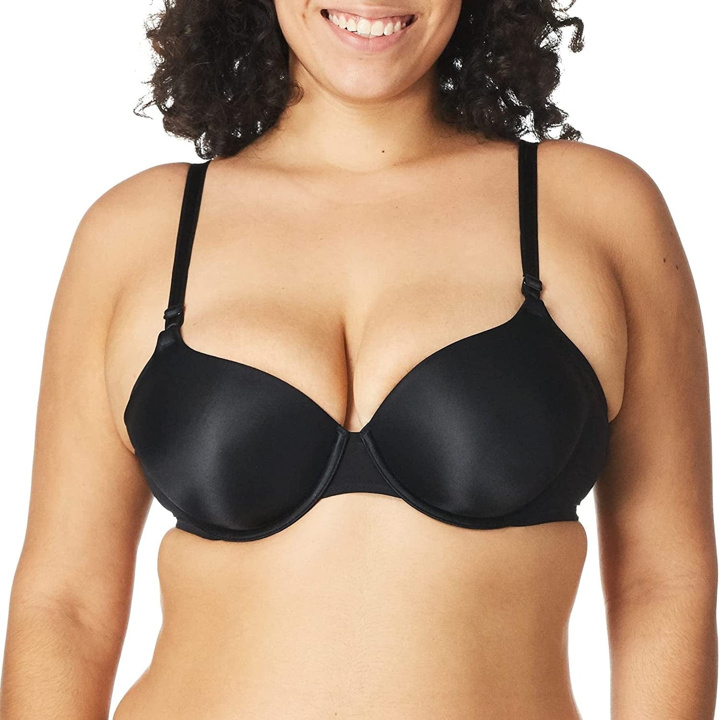 Warner'S Women'S No Side Effects Underarm-Smoothing Comfort with Breathable Mesh Underwire Lightly Lined T-Shirt Bra Ra3471A Rich Black / 36B