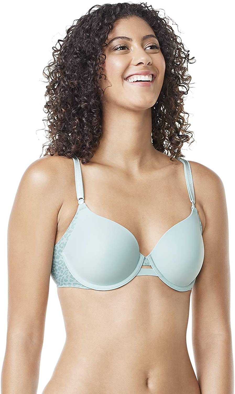 Warner'S Women'S No Side Effects Underwire Contour Bra Aqua Frost Inverse Animal / 40C