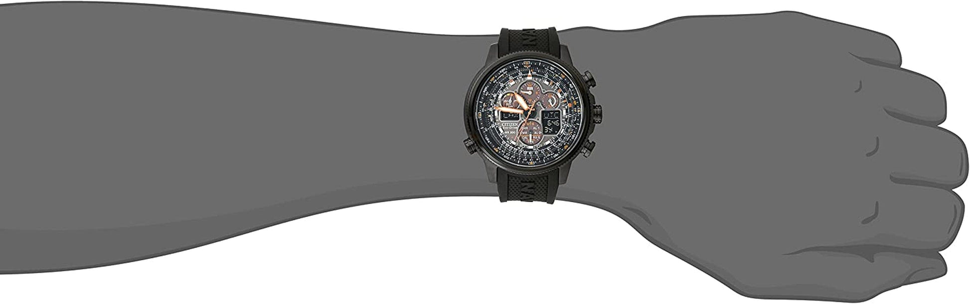 Watches JY8035-04E Navihawk A-T Eco-Drive Perpetual Chrono Strap Watch Black