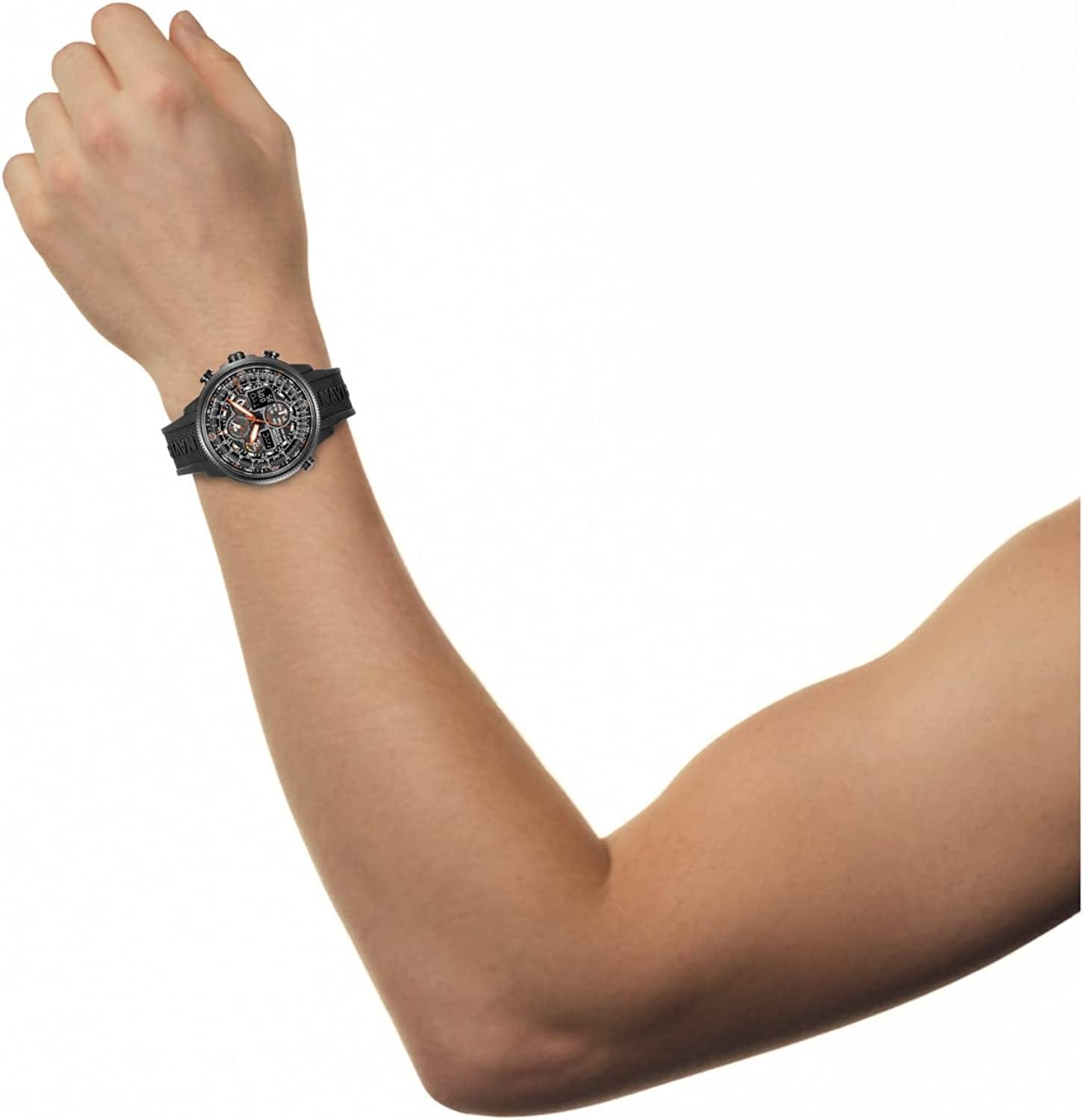 Watches JY8035-04E Navihawk A-T Eco-Drive Perpetual Chrono Strap Watch Black