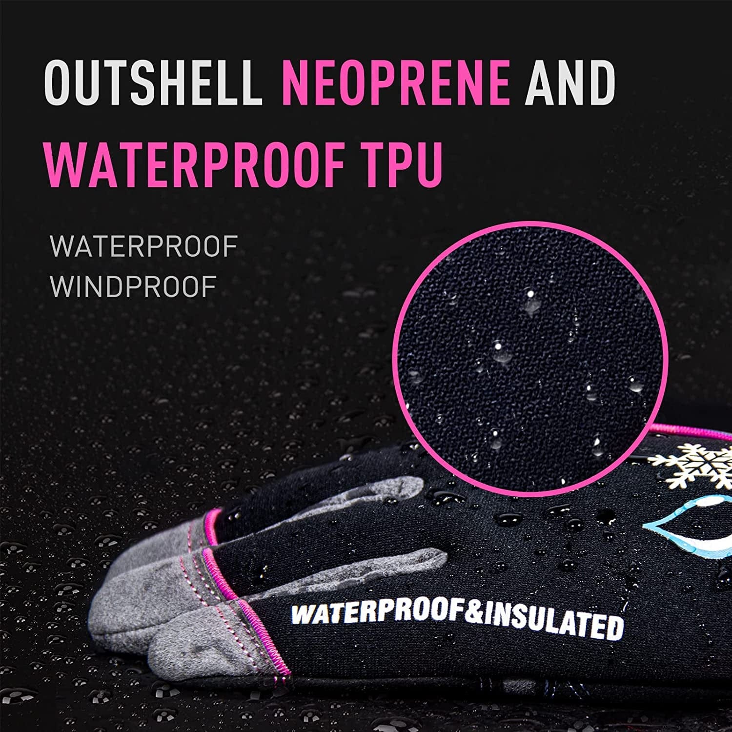 Waterproof Insulated Work Gloves, Thermal Winter Gloves for Men Women Touch Screen, Warm Ski Snowboard Cold Weather Gloves (Medium, Pink) Apparel & Accessories > Clothing Accessories > Gloves & Mittens HANDLANDY