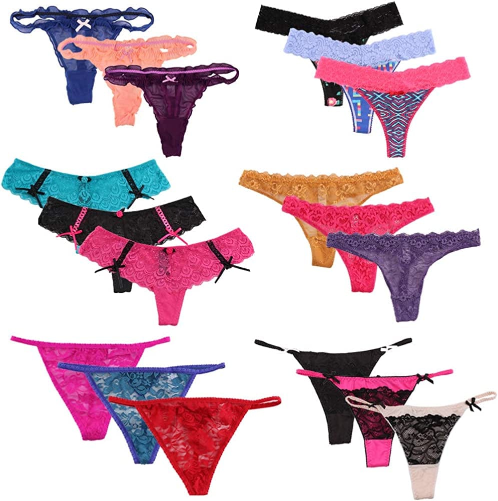 WDX Thong 20 Pack Underwear Women G String Thongs for Women Sexy Panties Variety Pack Cheeky (S) Multicolor