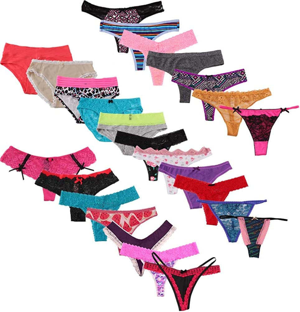 WDX Thong 20 Pack Underwear Women G String Thongs for Women Sexy Panties Variety Pack Cheeky (S) Multicolor