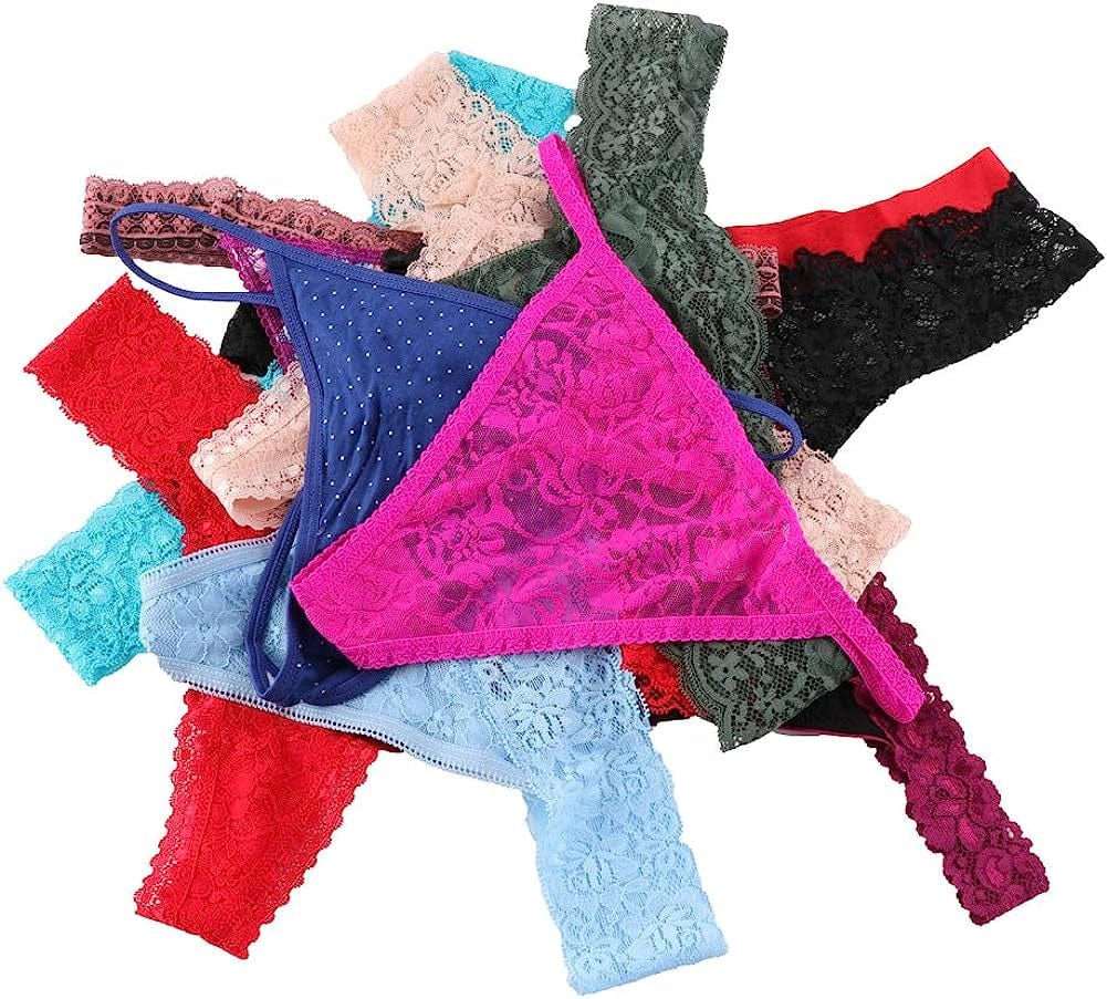 WDX Variety Panties G String Thongs for Women Sexy Womens Underwear Cheeky Tangas (10 Pack)