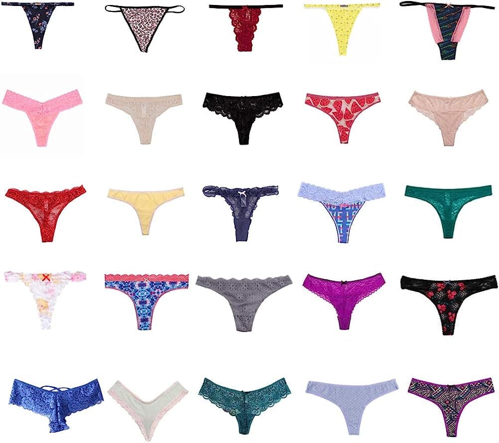 WDX Variety Panties G String Thongs for Women Sexy Womens Underwear Cheeky Tangas (10 Pack)