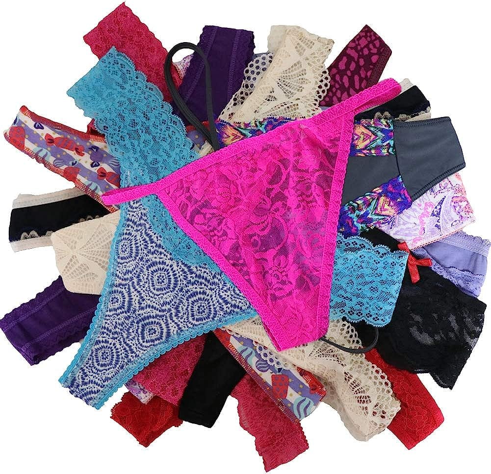 WDX Variety Panties G String Thongs for Women Sexy Womens Underwear Cheeky Tangas (10 Pack) 10pcs / Medium