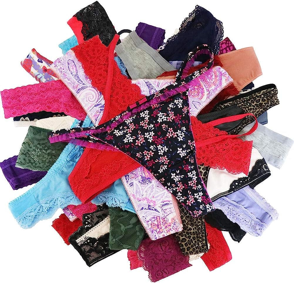 WDX Womens Thong Underwear Pack 20 G String Panties Sexy Cheeky Panty Variety Pack 20pcs / Large