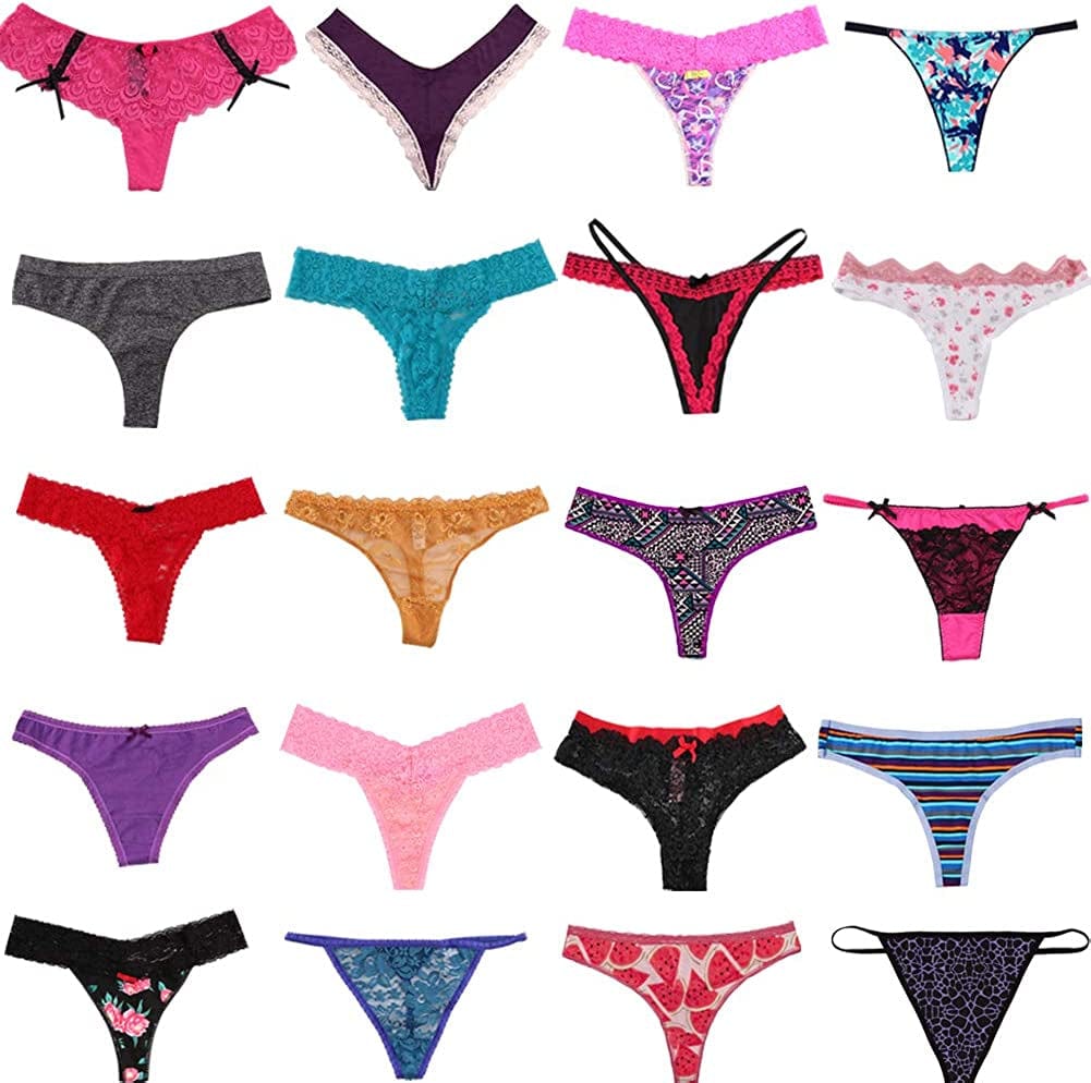 WDX Womens Thong Underwear Pack 20 G String Panties Sexy Cheeky Panty Variety Pack
