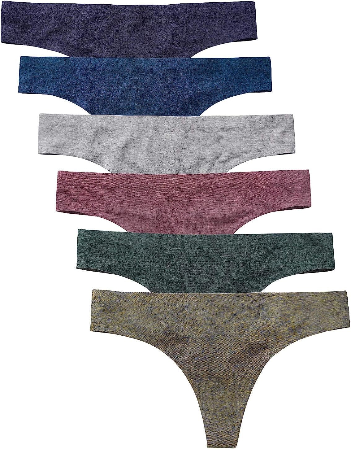 Wealurre Women'S Cotton Thong Breathable Panties Low Rise Underwear Blue Gold / Small