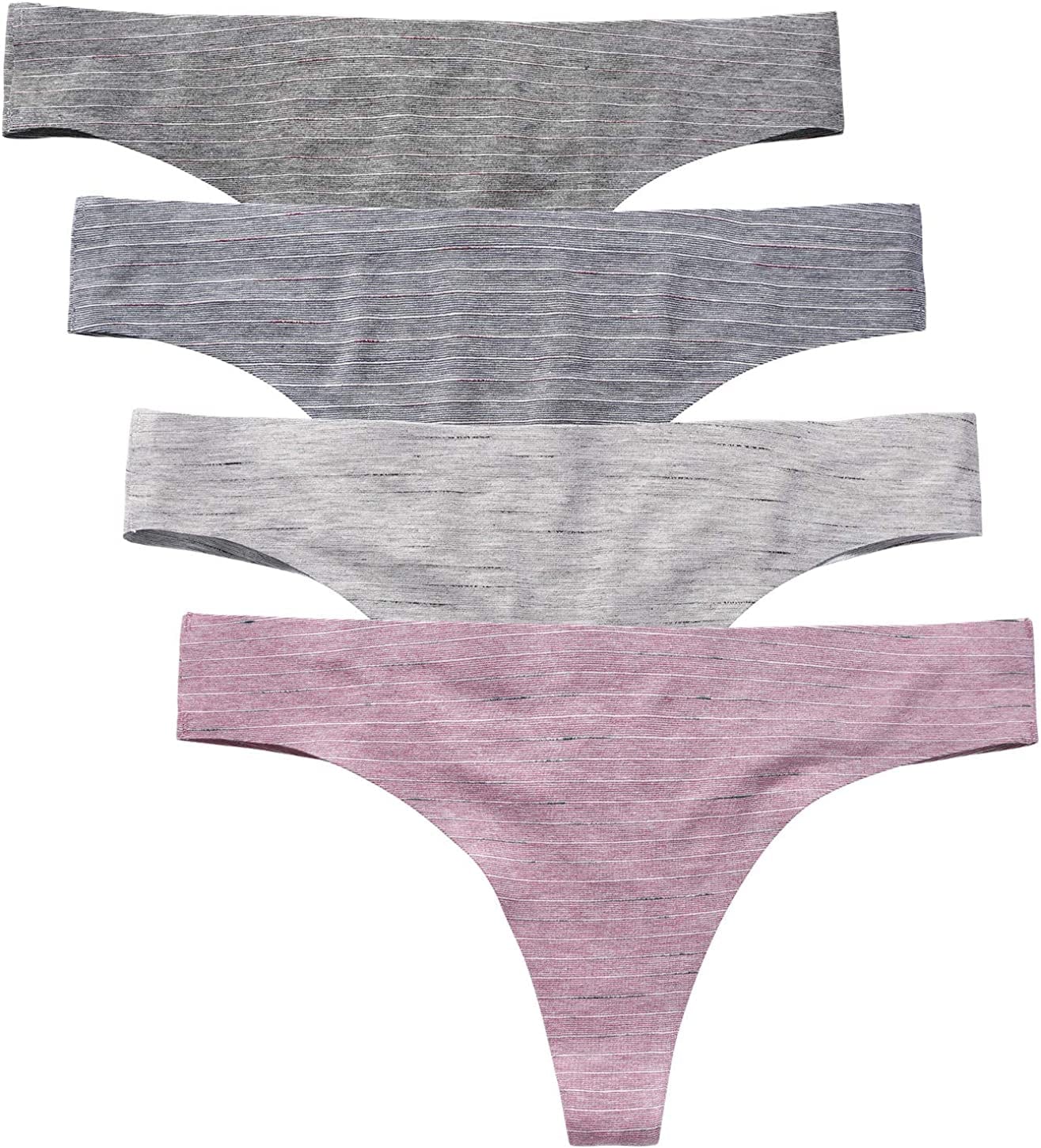 Wealurre Women'S Cotton Thong Breathable Panties Low Rise Underwear Stripe Red / Medium