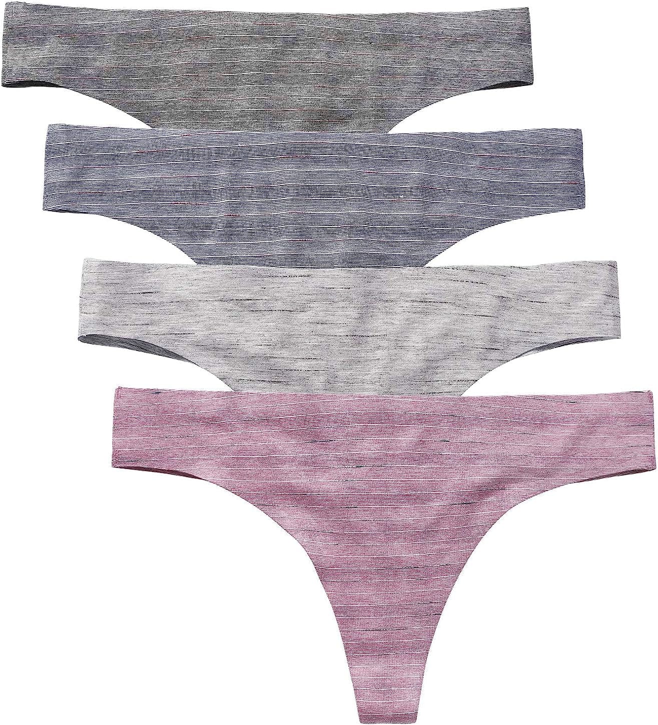 Wealurre Women'S Cotton Thong Breathable Panties Low Rise Underwear Stripe Red / Small