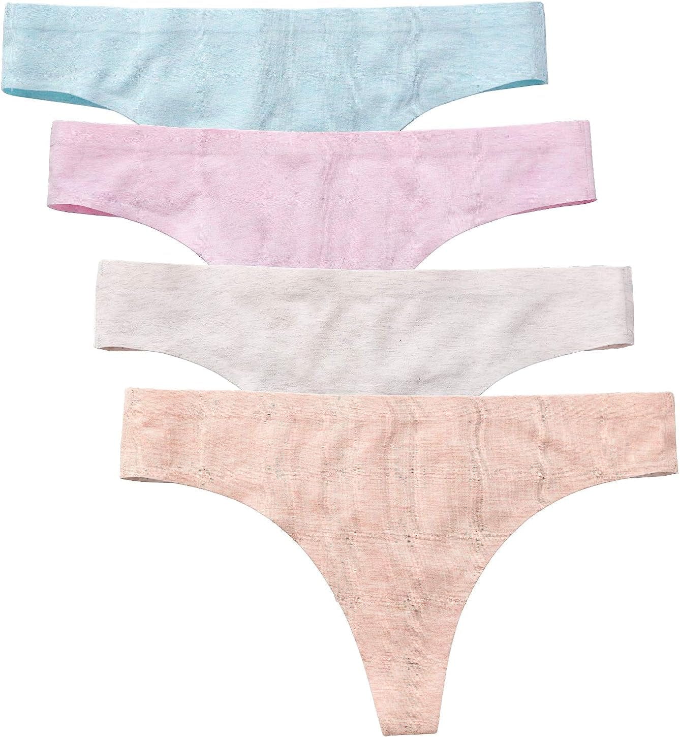 Wealurre Women'S Cotton Thong Breathable Panties Low Rise Underwear Light Basics / Medium